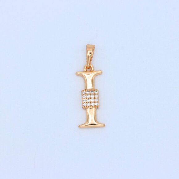 "Rose Gold I Alphabet Pendant with Crystal Accent for Women, XPPT1420 - Picture 11 of 13